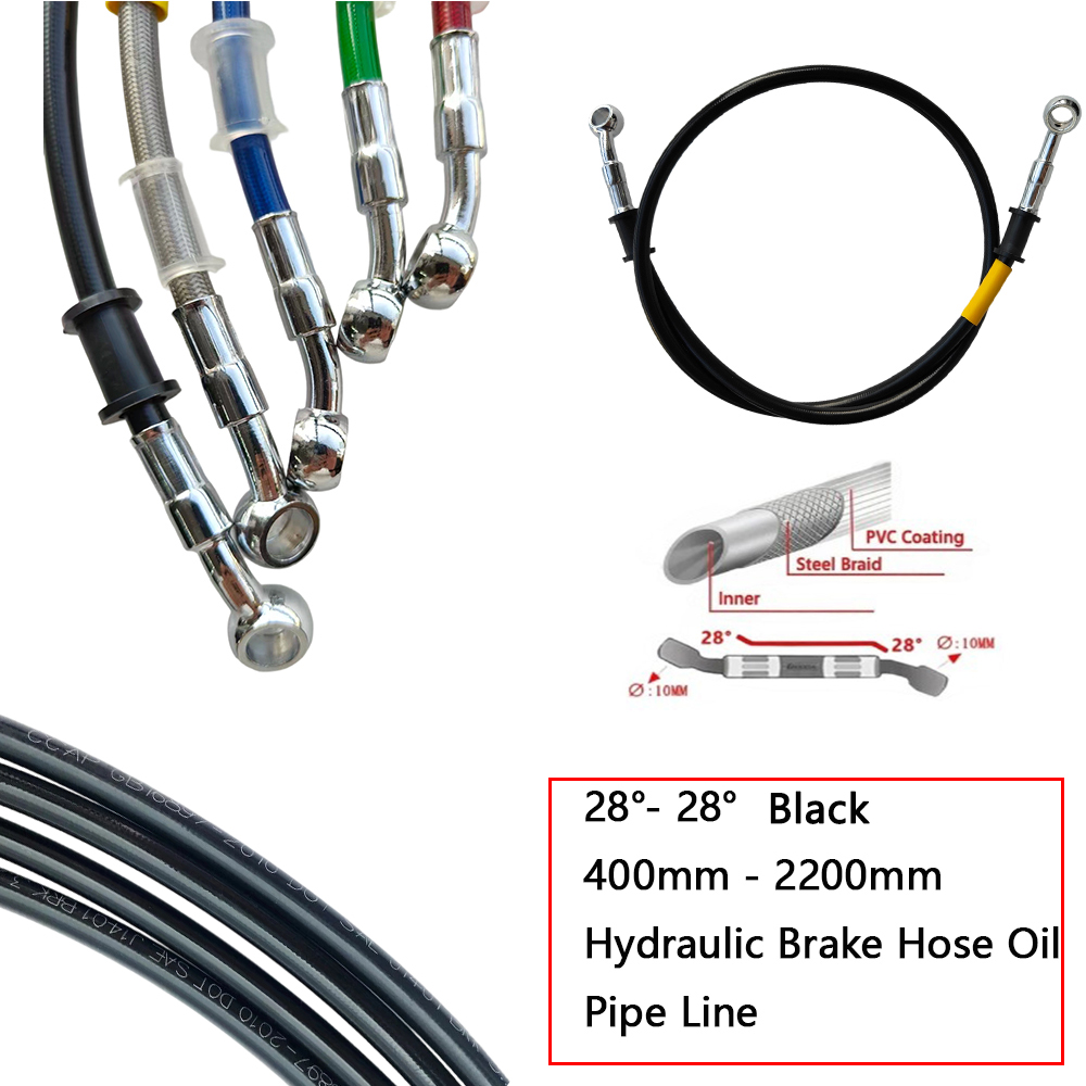 Brake Line Motorcycle - 28 ° -28 ° Czarny, wzmocniony,
